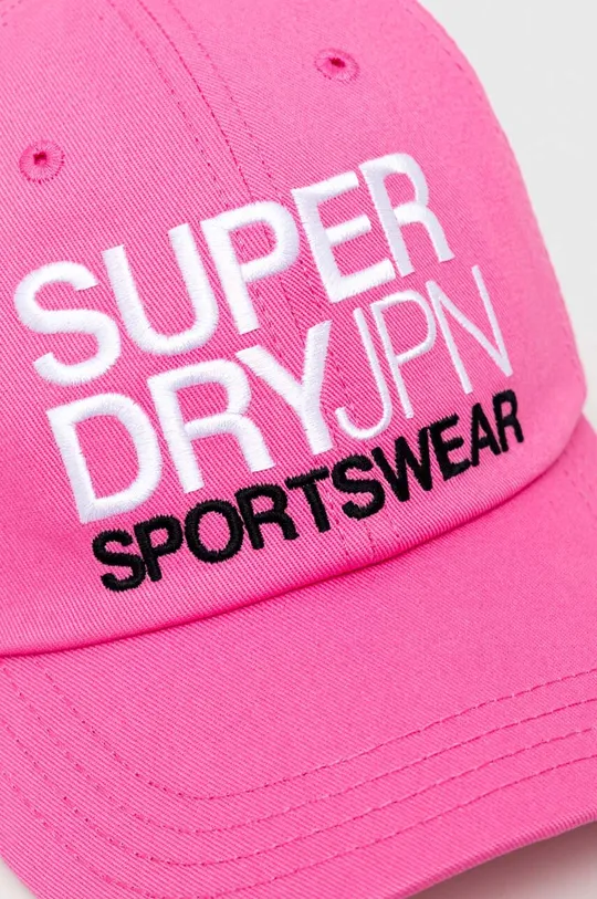 Superdry czapka z daszkiem bawełniana różowy