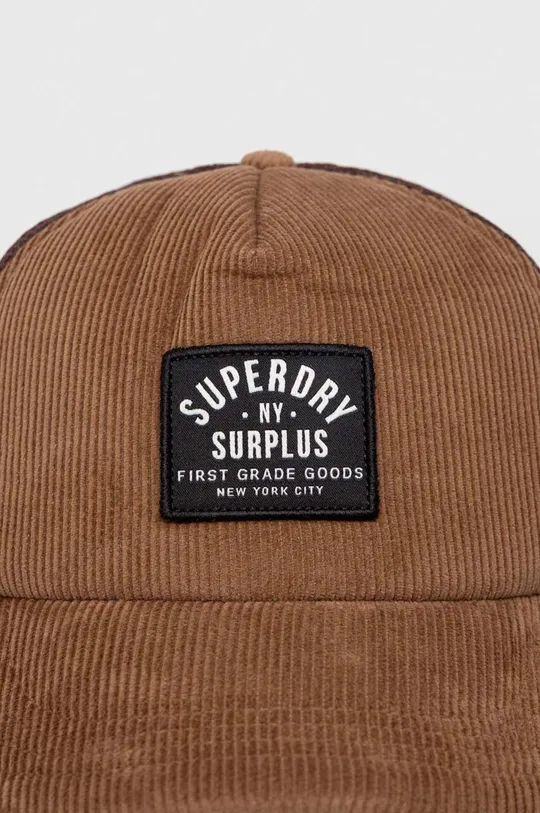 Superdry czapka z daszkiem brązowy