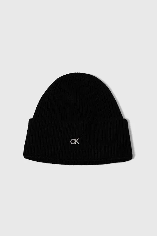 Calvin Klein czapka i szalik z domieszką wełny czarny