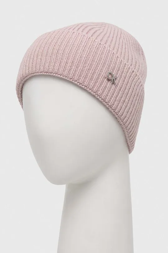 Calvin Klein sapka kasmír keverékből rózsaszín