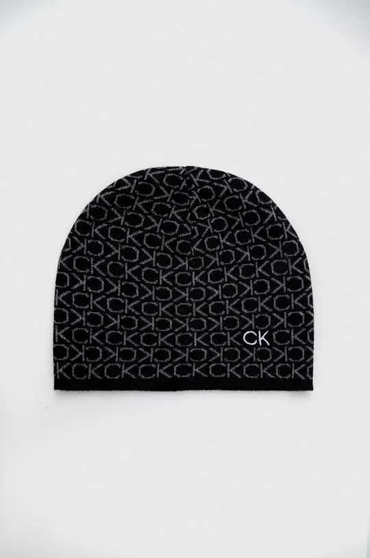 czarny Calvin Klein czapka z domieszką kaszmiru Damski