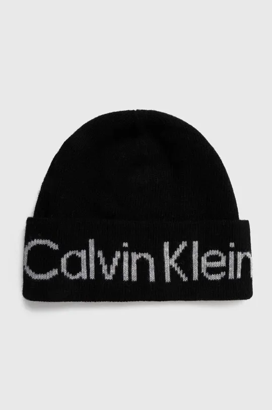 čierna Čiapka s prímesou vlny Calvin Klein Dámsky