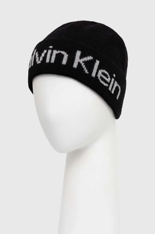 Calvin Klein czapka z domieszką wełny 37 % Wiskoza, 30 % Poliamid, 28 % Wełna, 5 % Kaszmir