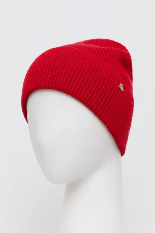 Μάλλινο καπέλο και γάντια Lauren Ralph Lauren κόκκινο