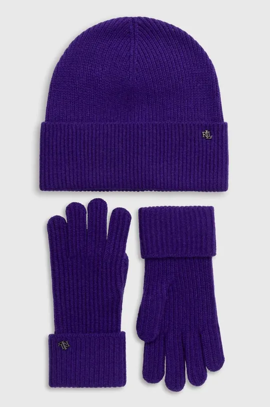 fialová Vlnená čiapka a rukavice Lauren Ralph Lauren Dámsky
