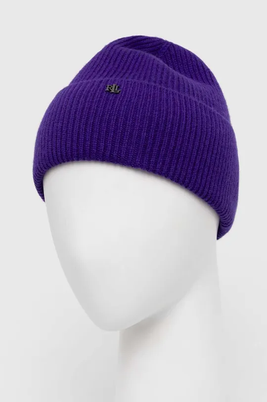 fioletowy Lauren Ralph Lauren czapka i rękawiczki wełniane
