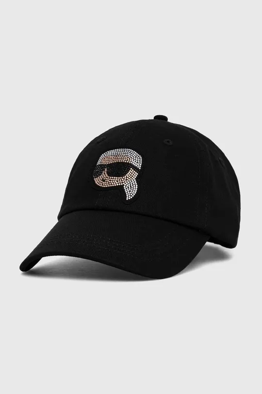 czarny Karl Lagerfeld czapka z daszkiem bawełniana Damski