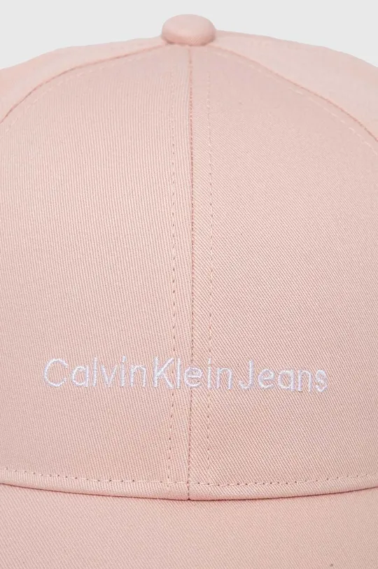Pamučna kapa sa šiltom Calvin Klein Jeans roza