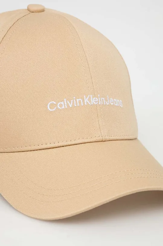 Pamučna kapa sa šiltom Calvin Klein Jeans bež