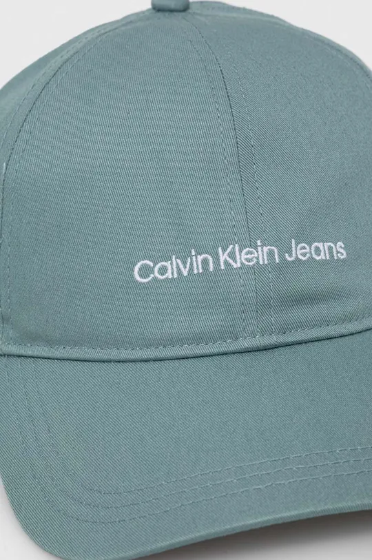 Βαμβακερό καπέλο του μπέιζμπολ Calvin Klein Jeans τιρκουάζ