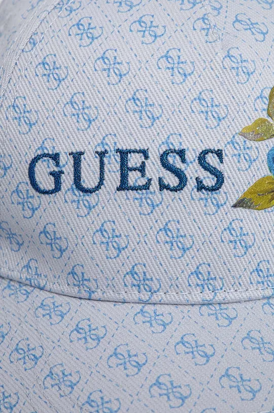 Guess czapka z daszkiem bawełniana DENISE niebieski