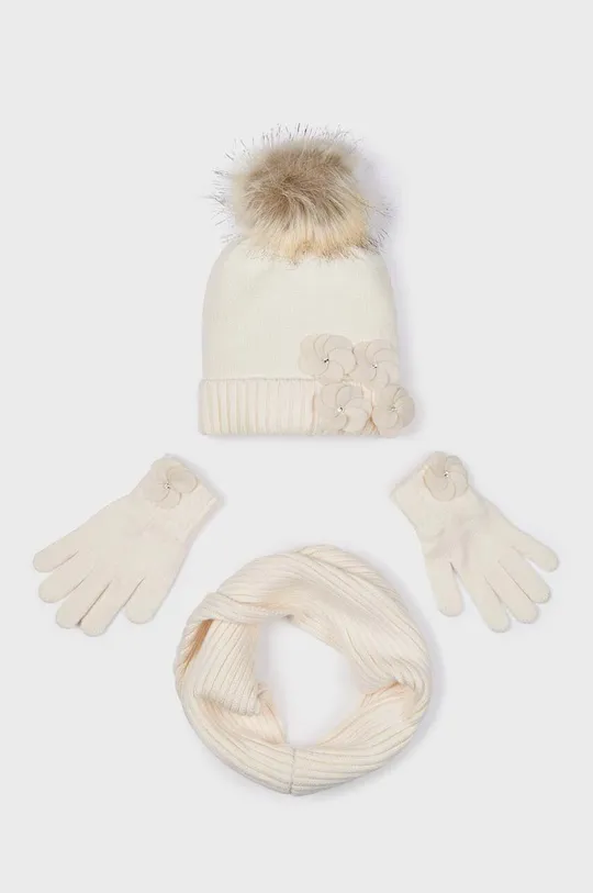 μπεζ Παιδικό καπέλο, κολάρο λαιμού και γάντια Mayoral Για κορίτσια