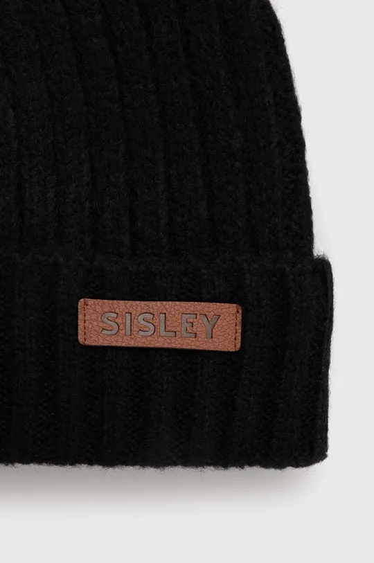Otroška kapa s primesjo volne Sisley črna