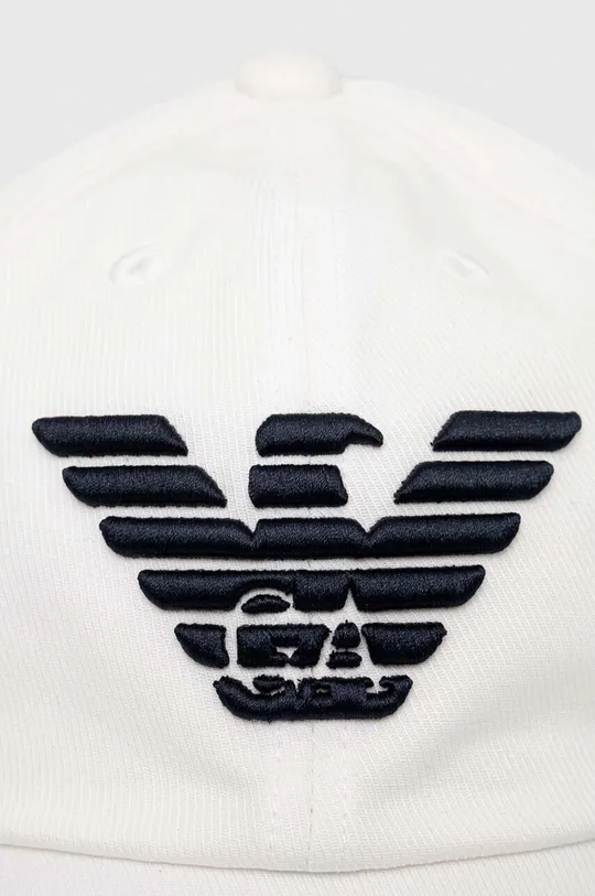 Παιδικό βαμβακερό καπέλο μπέιζμπολ Emporio Armani λευκό