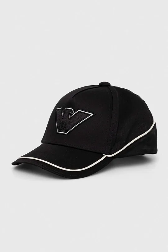 μαύρο Παιδικό βαμβακερό καπέλο μπέιζμπολ Emporio Armani Παιδικά