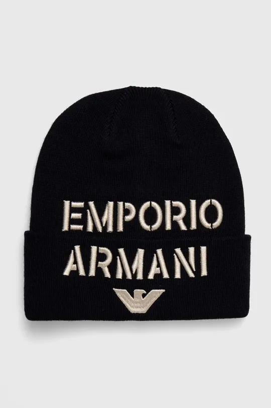 granatowy Emporio Armani czapka z domieszką wełny dziecięca Dziecięcy