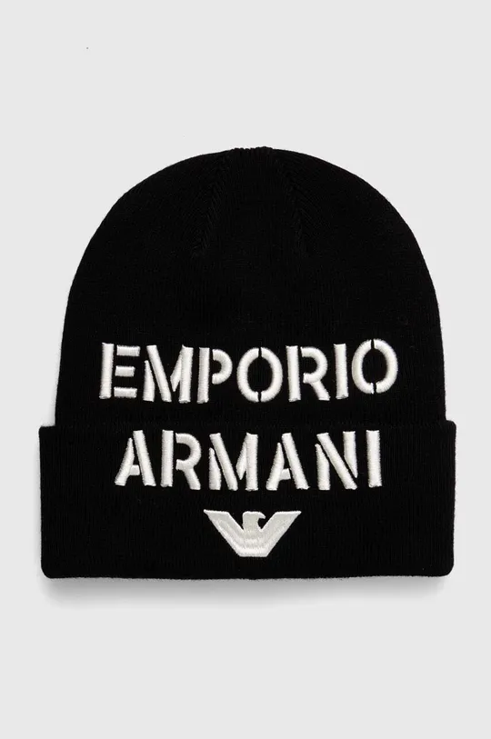 czarny Emporio Armani czapka z domieszką wełny dziecięca Dziecięcy