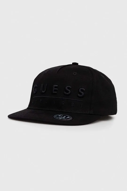 μαύρο Βαμβακερό καπέλο του μπέιζμπολ Guess Ανδρικά