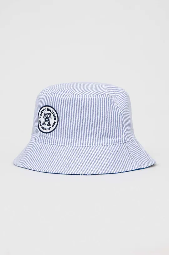 Obojstranný bavlnený klobúk Tommy Hilfiger modrá