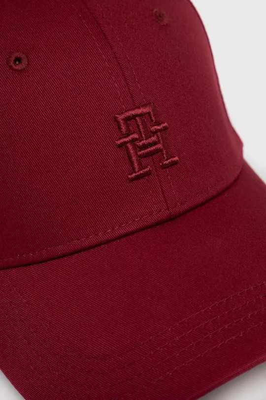 Βαμβακερό καπέλο του μπέιζμπολ Tommy Hilfiger μπορντό