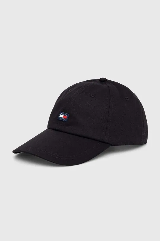 μαύρο Βαμβακερό καπέλο του μπέιζμπολ Tommy Jeans Ανδρικά