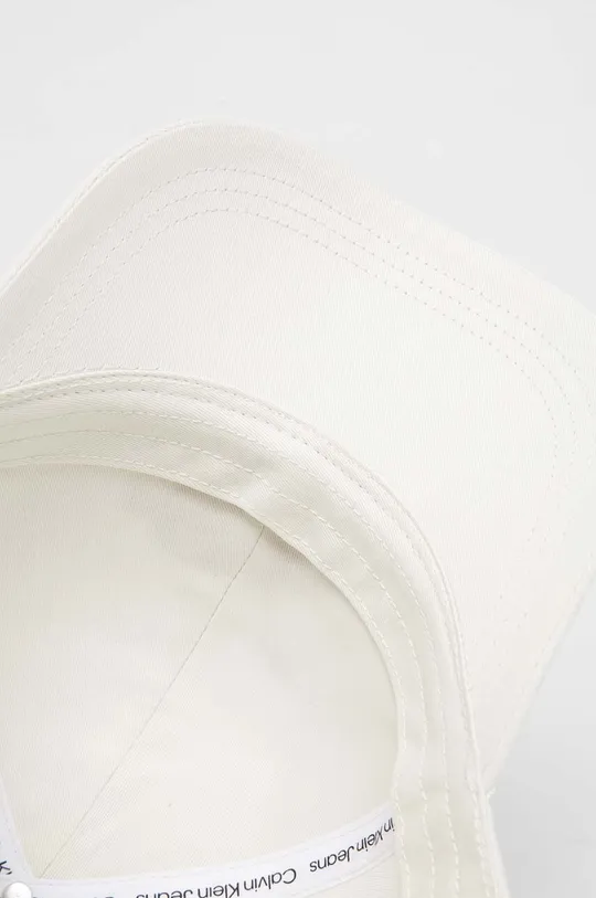 beżowy Calvin Klein Jeans czapka z daszkiem bawełniana