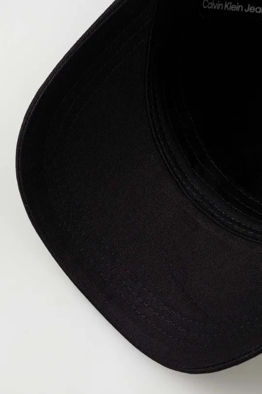 czarny Calvin Klein Jeans czapka z daszkiem bawełniana