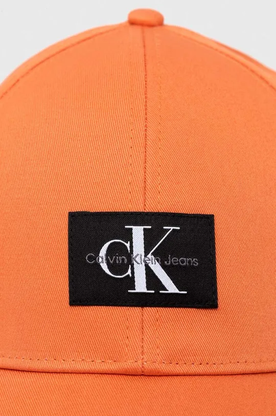 Pamučna kapa sa šiltom Calvin Klein Jeans narančasta