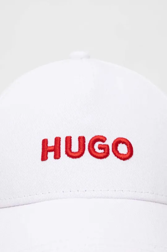 HUGO czapka z daszkiem bawełniana biały