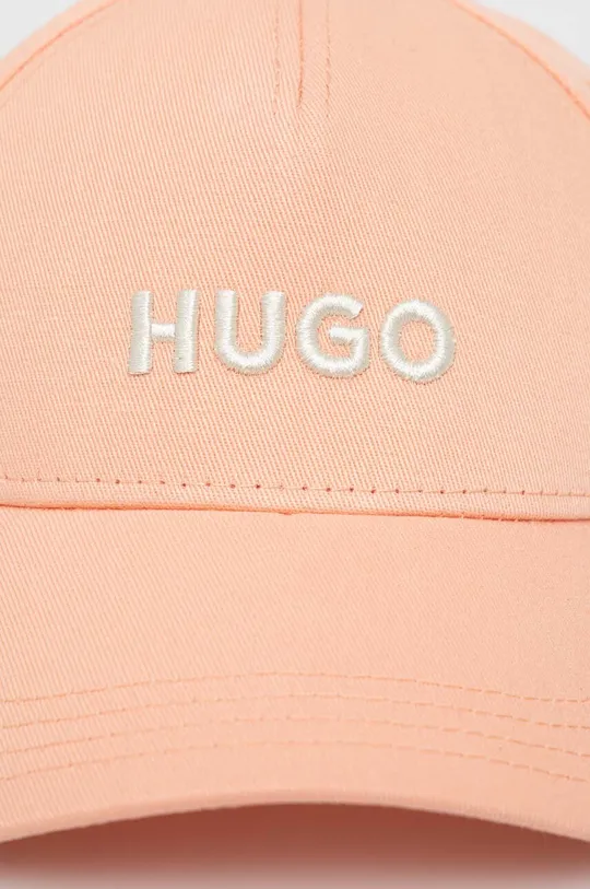 Βαμβακερό καπέλο του μπέιζμπολ HUGO πορτοκαλί