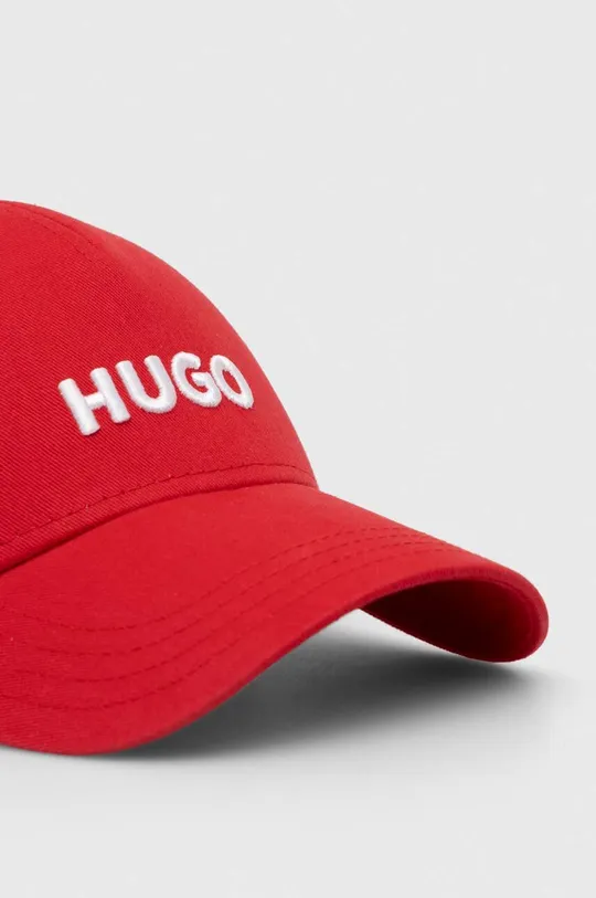 HUGO czapka z daszkiem bawełniana czerwony