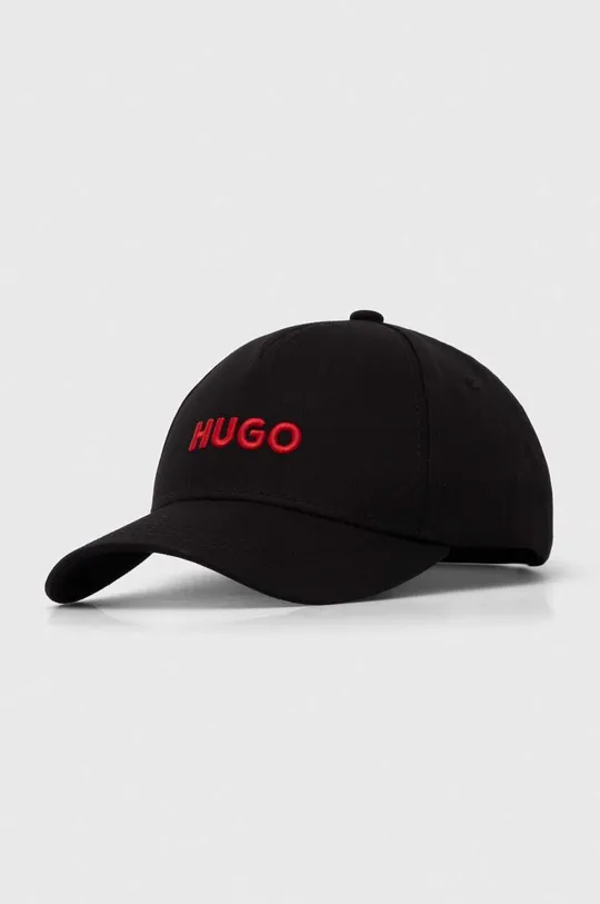 czarny HUGO czapka z daszkiem bawełniana Męski