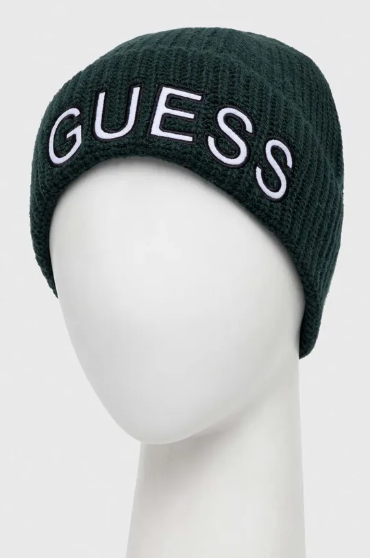 Guess czapka z domieszką wełny zielony