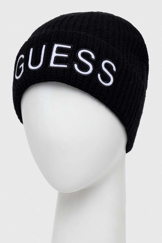 Σκουφί από μείγμα μαλλιού Guess μαύρο