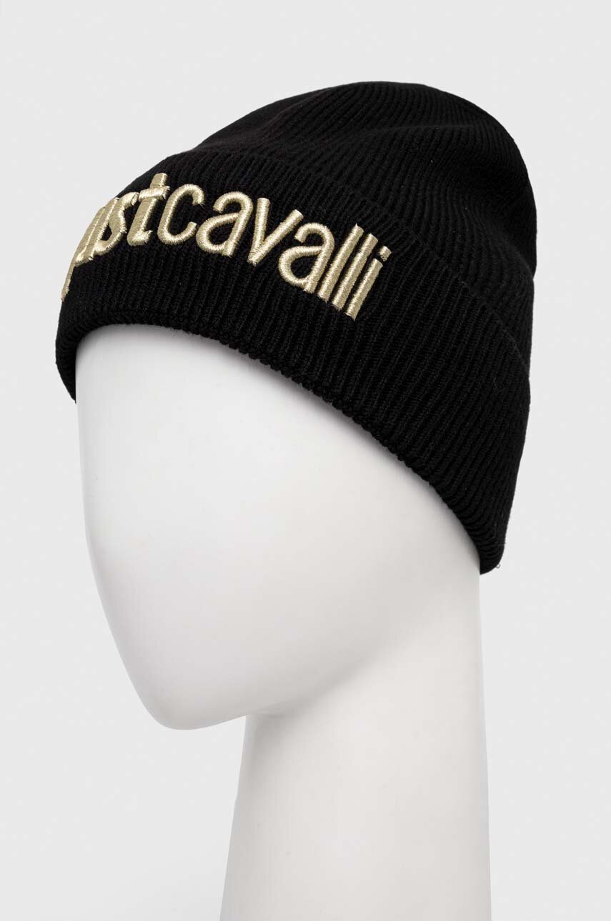 Шапка з домішкою вовни Just Cavalli чорний