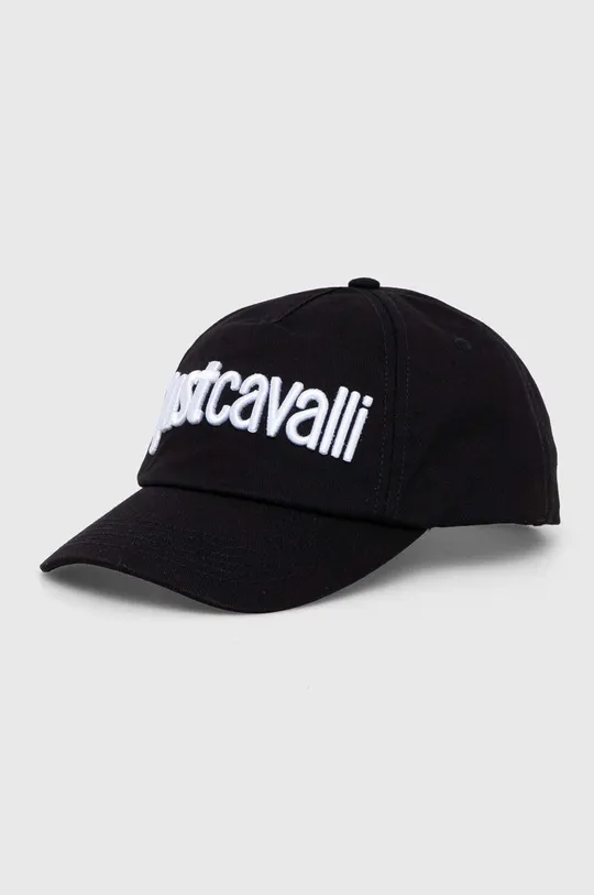 czarny Just Cavalli czapka z daszkiem bawełniana Męski