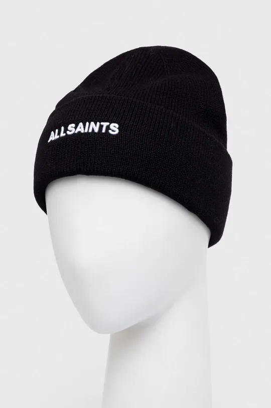 AllSaints czapka z domieszką wełny czarny