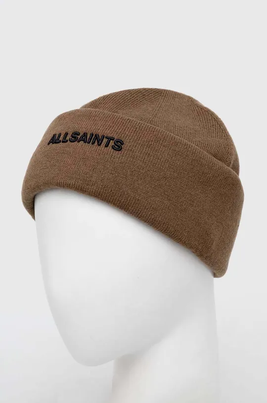 Шапка з домішкою вовни AllSaints коричневий