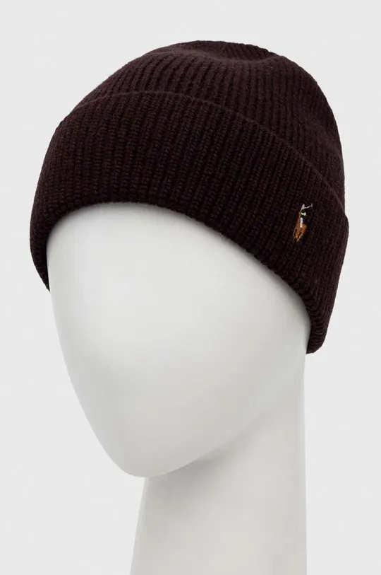 Вовняна шапка Polo Ralph Lauren коричневий