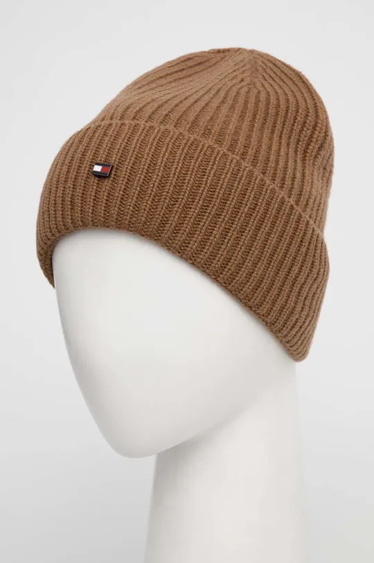 Кашемірова шапка Tommy Hilfiger коричневий
