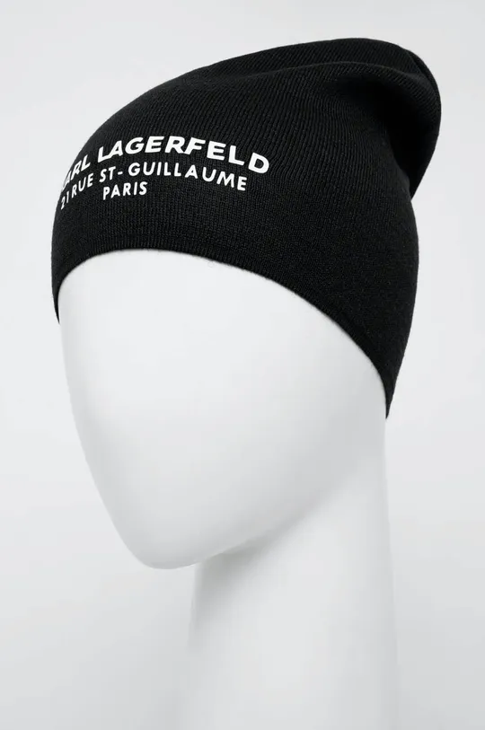 Μάλλινο σκουφί Karl Lagerfeld μαύρο