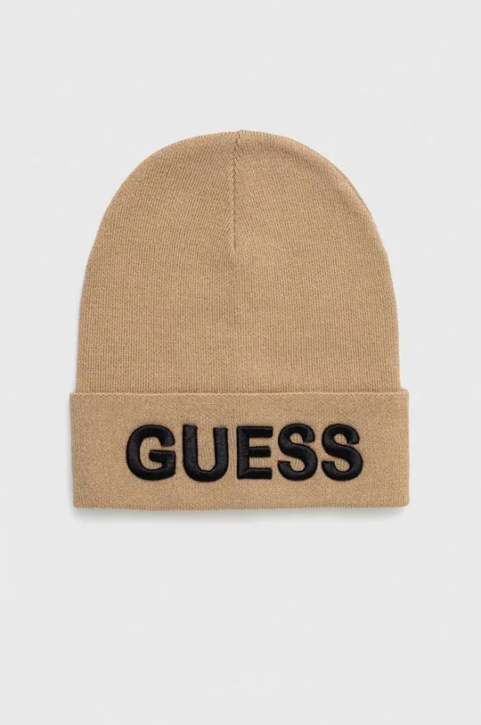 μπεζ Σκουφί από μείγμα μαλλιού Guess Ανδρικά