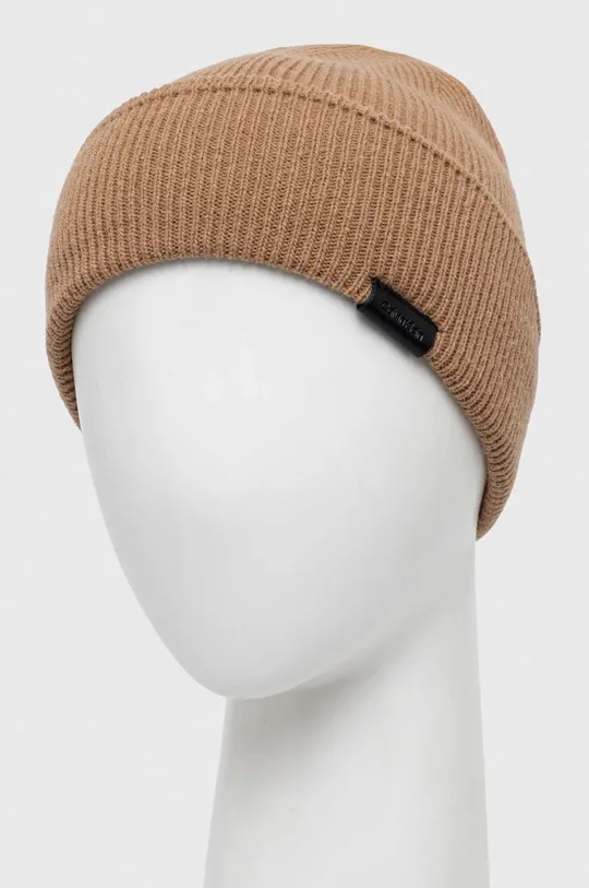 Calvin Klein czapka wełniana brązowy