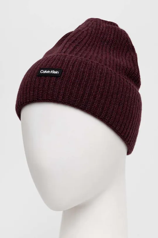 Vlnená čiapka Calvin Klein fialová