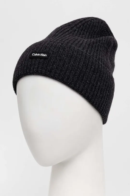 Calvin Klein czapka wełniana czarny