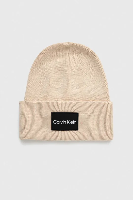 beżowy Calvin Klein czapka bawełniana Męski