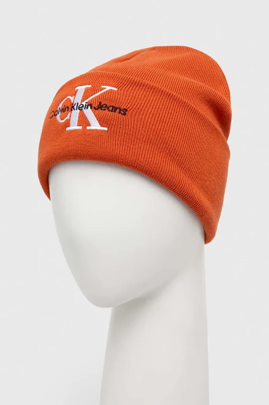 Calvin Klein Jeans czapka bawełniana pomarańczowy