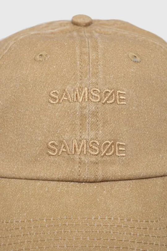 Памучна шапка с козирка Samsoe Samsoe бежов