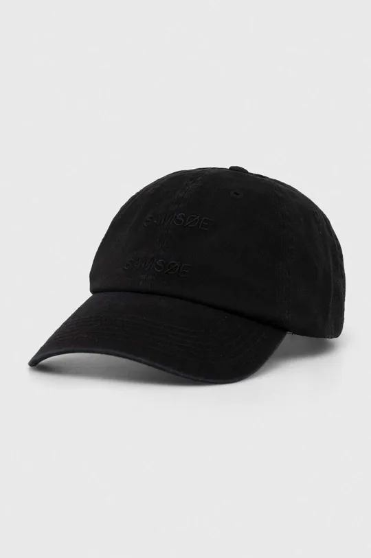 μαύρο Βαμβακερό καπέλο του μπέιζμπολ Samsoe Samsoe Unisex