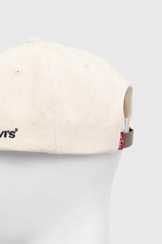 Βαμβακερό καπέλο του μπέιζμπολ Levi's μπεζ